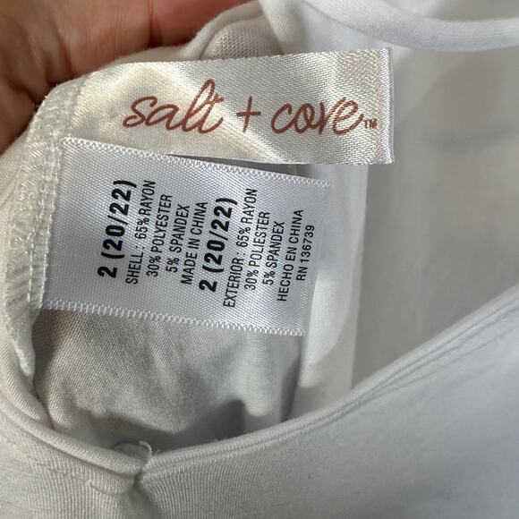 Salt + Cove JRs Strappy Plus Size Tank Dress Swim Cover-Up White 2X - Picture 5 of 5